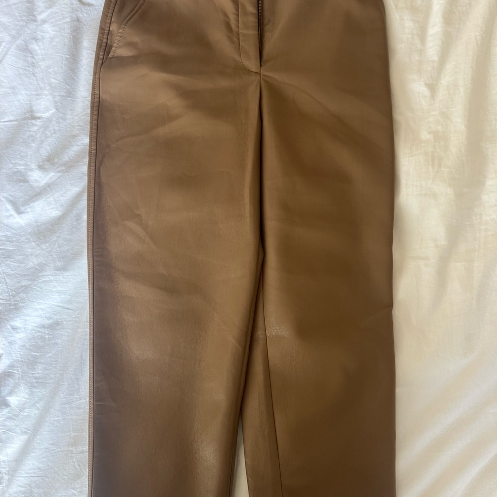 Aritzia Babaton Faux leather Tan Trousers